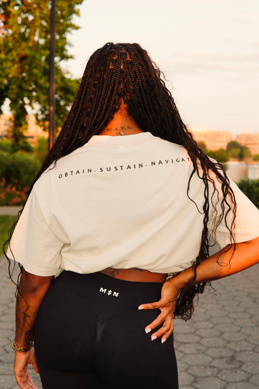 Beige Oversized "M$N" T-Shirt