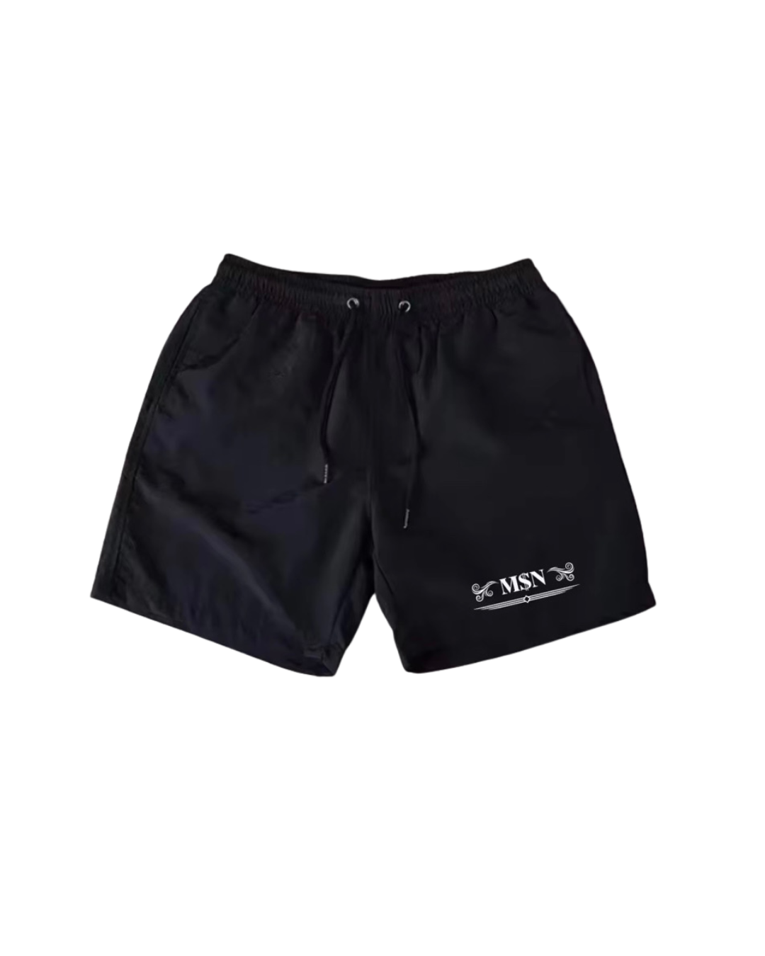 Black “M$N” Swim Trunks