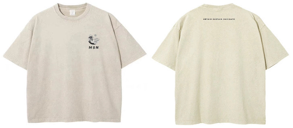 Beige Oversized "M$N" T-Shirt