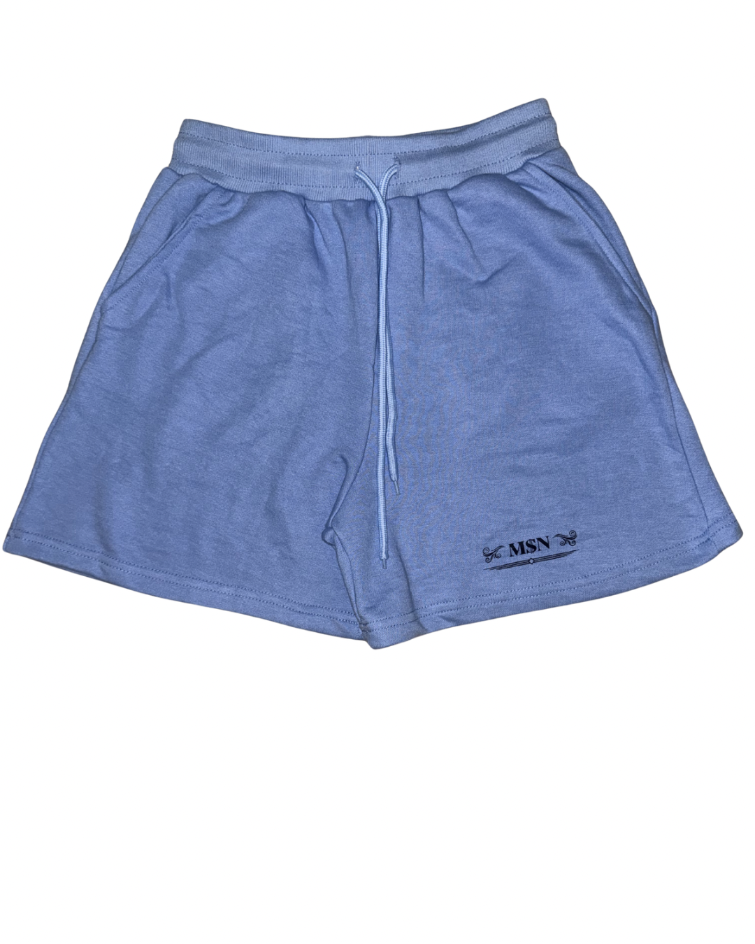 Women's Light Blue "M$N" Sweat Shorts