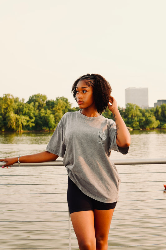Grey Oversized "M$N" T-Shirt