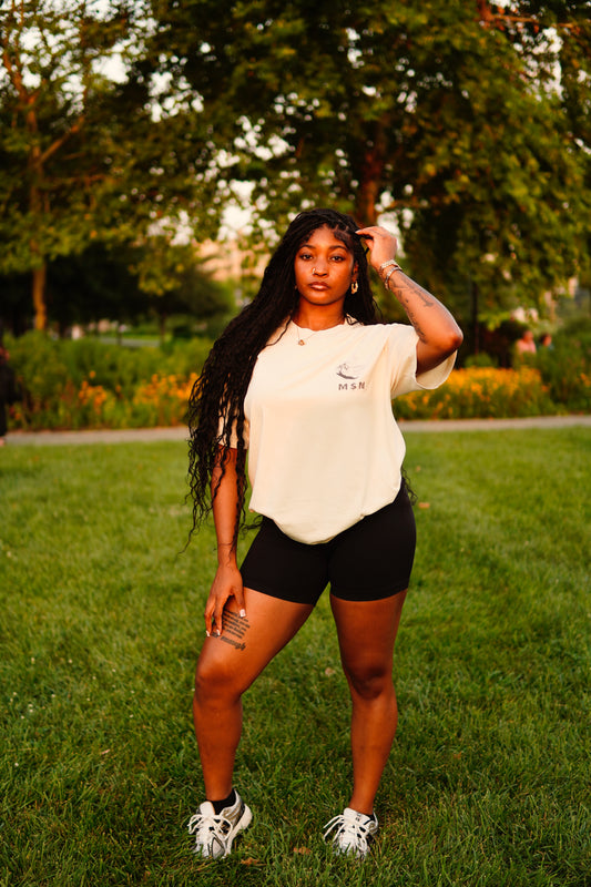 Beige Oversized "M$N" T-Shirt