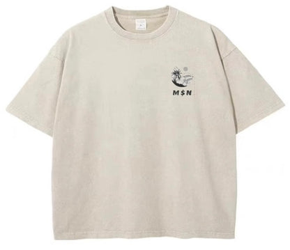 Beige Oversized "M$N" T-Shirt