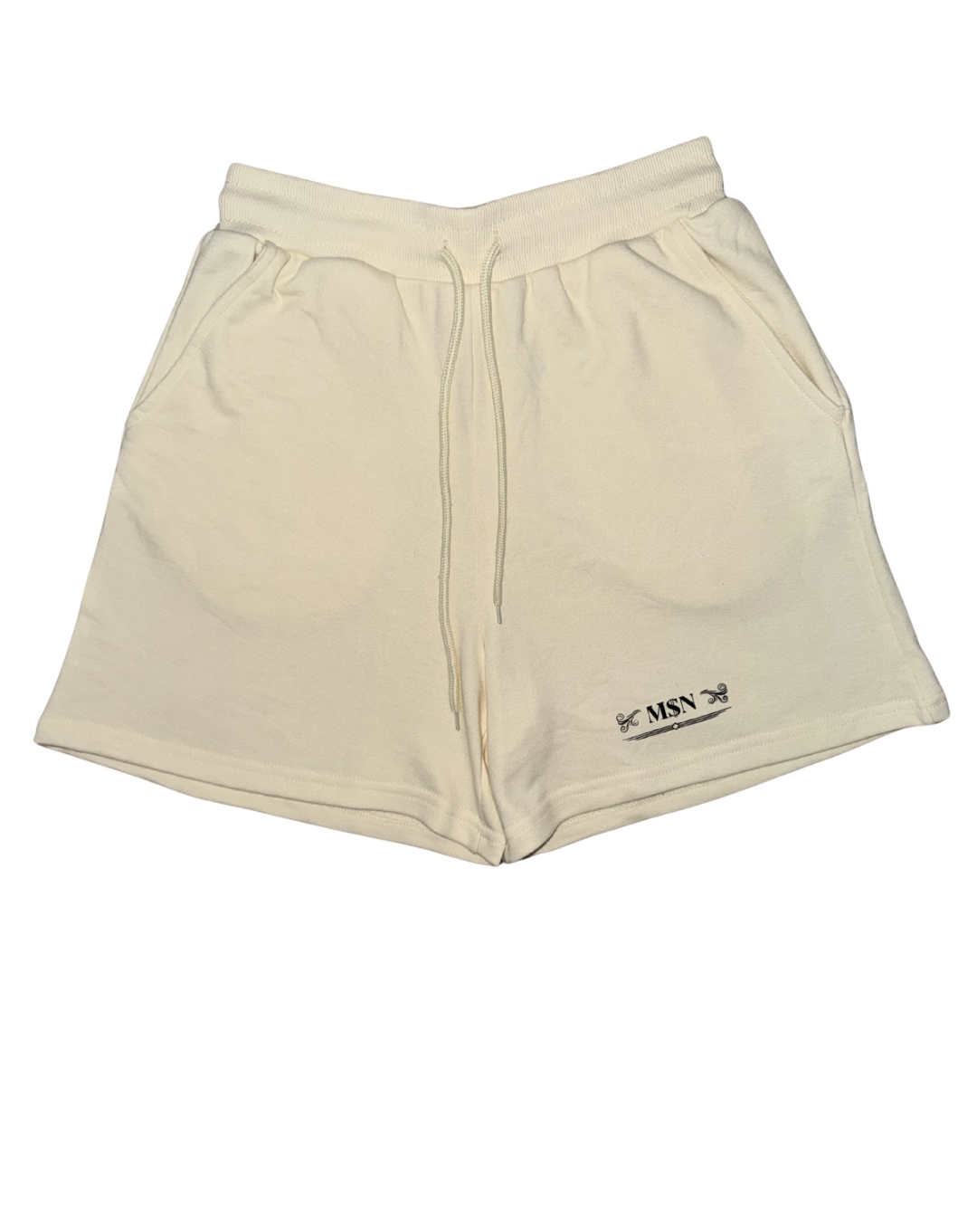 Women's Beige "M$N" Sweat Shorts