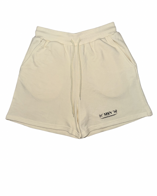 Women's Beige "M$N" Sweat Shorts